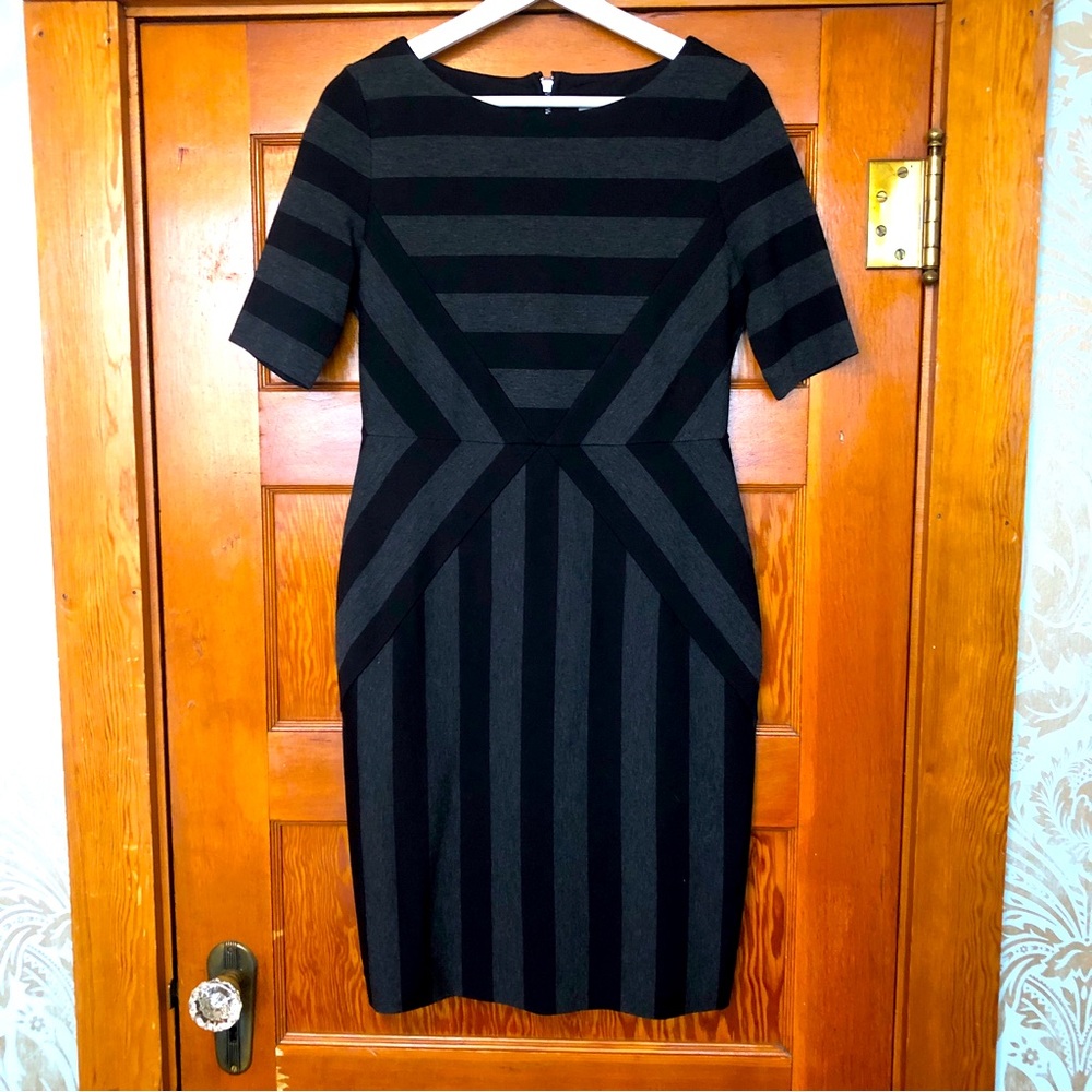 Maeve Grey/black fitted knit dress